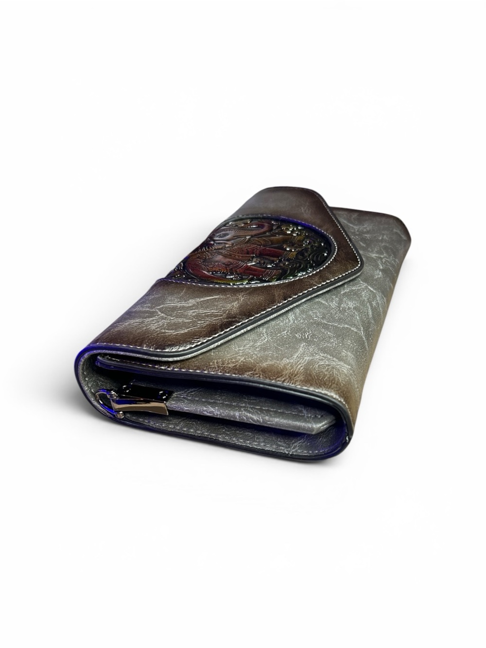 Gray Faux leather FASHION Wallet Clutch OR Crossbody - Picture 2 of 9